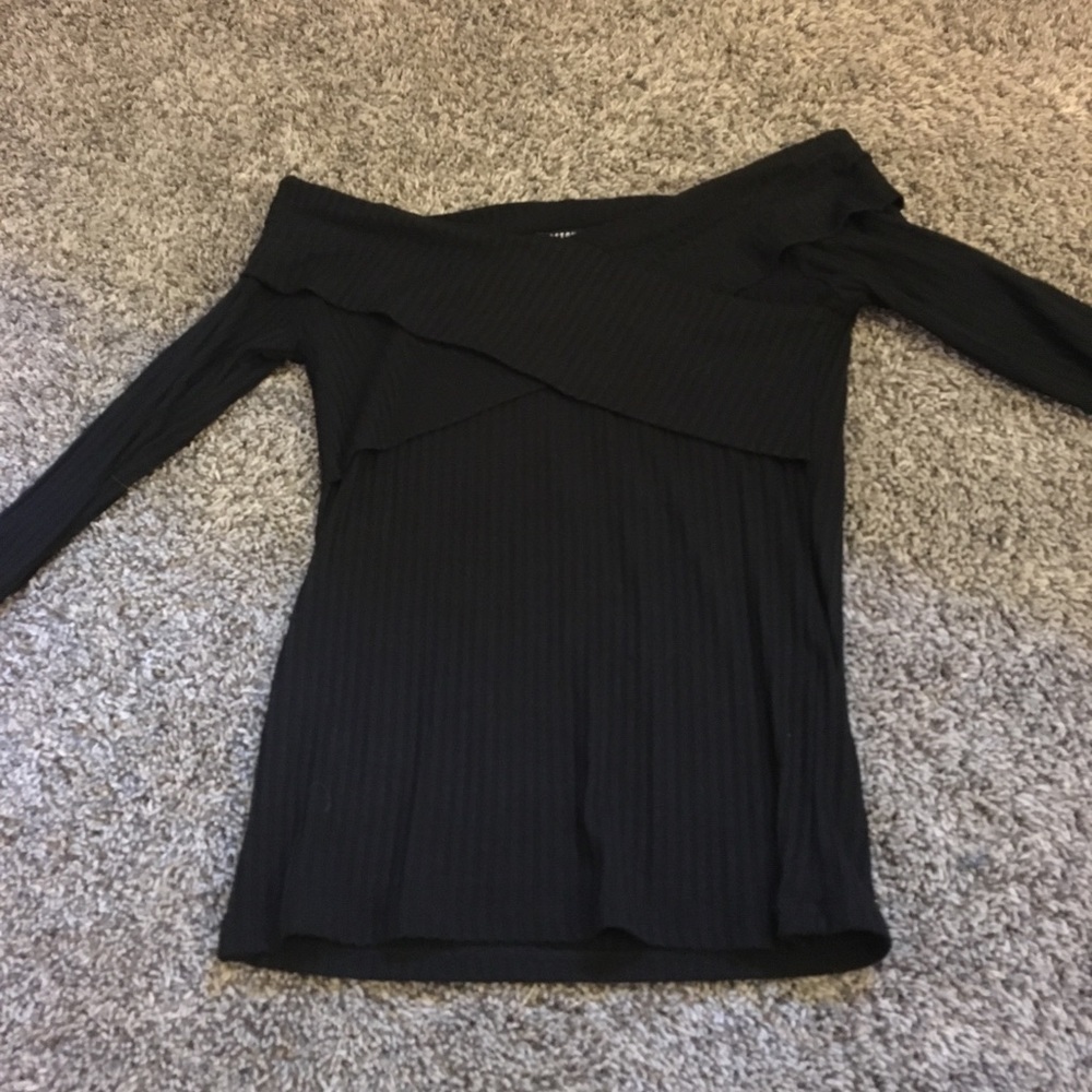 Cotton On ribbed off the shoulder long sleeve top